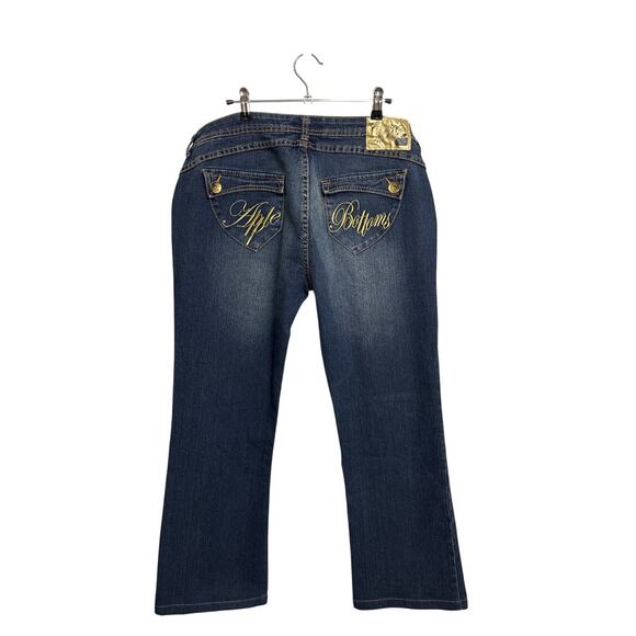 Apple Bottoms Jeans Womens 13/14 Dark Wash Blue Bootcut Distressed Low Rise Y2K - Picture 1 of 15
